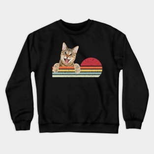 Funny Cute Cat Retro Vintage Cat Crazy Crewneck Sweatshirt